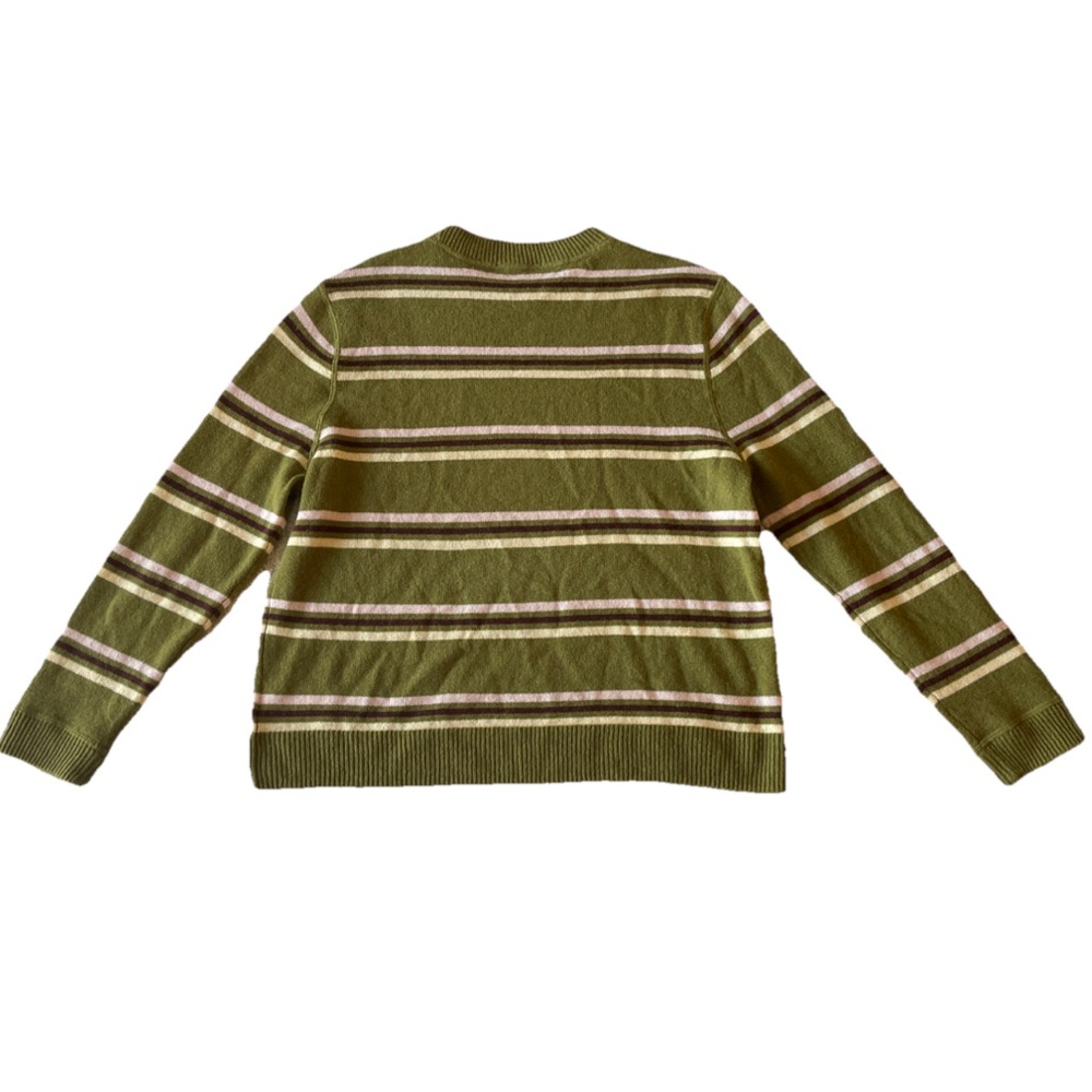 Reformation Cashmere Boyfriend Crewneck Sweater Striped Green Size Small - Picture 5 of 7